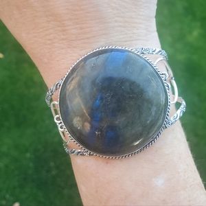 New Labradorite Silver Cuff Bracelet.
